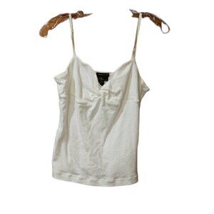 BCBGMAXAZRIA White Twist Sweetheart Tank Top LG USA